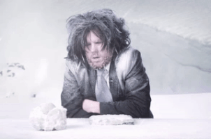 Man Freezing in the cold;