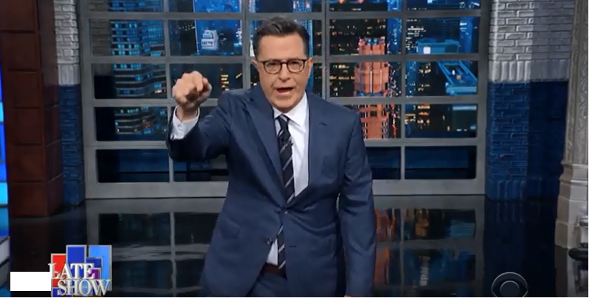 Stephen Colbert joking about Bernie Sanders' Let's Talk About Math response;