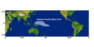 Waters in the western Pacific warm pool where the runaway greenhouse effect is occurring;